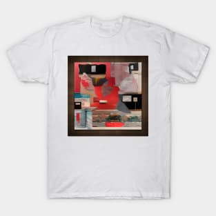 Abstract Collage in Red and Black T-Shirt